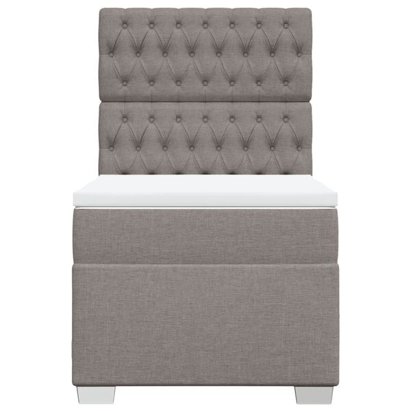 vidaXL Cama box spring con colch&oacute;n tela gris taupe 90x190 cm