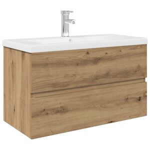 vidaXL Mueble para lavabo con lavabo integrado y grifo roble artesanal