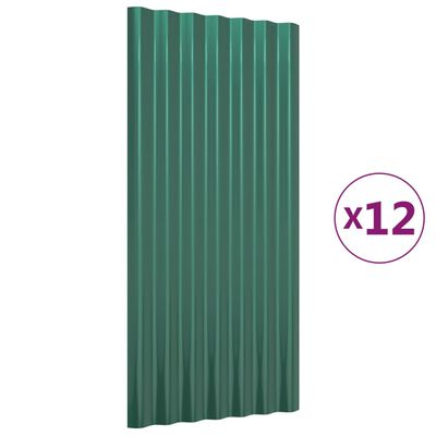 vidaXL Paneles de tejado 12 unidades acero recubierto verde 80x36 cm