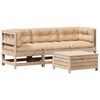 vidaXL Juego de muebles de jard&iacute;n 4 pzas y cojines madera maciza pino