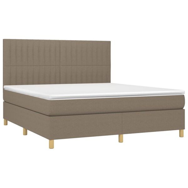 vidaXL Cama box spring con colch&oacute;n tela gris taupe 180x200 cm