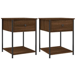 vidaXL Mesitas noche 2 uds madera ingenier&iacute;a marr&oacute;n roble 44x45x58 cm