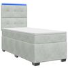 vidaXL Cama con Base Tapizada, Colch&oacute;n y Luz LED Gris Claro Terciopelo