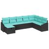 vidaXL Conjunto de sof&aacute; de jard&iacute;n con coj&iacute;n 8 pcs Negro Polirat&aacute;n
