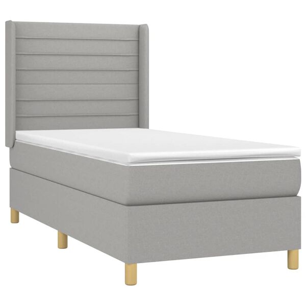 vidaXL Cama box spring colch&oacute;n y luces LED tela gris claro 80x200 cm
