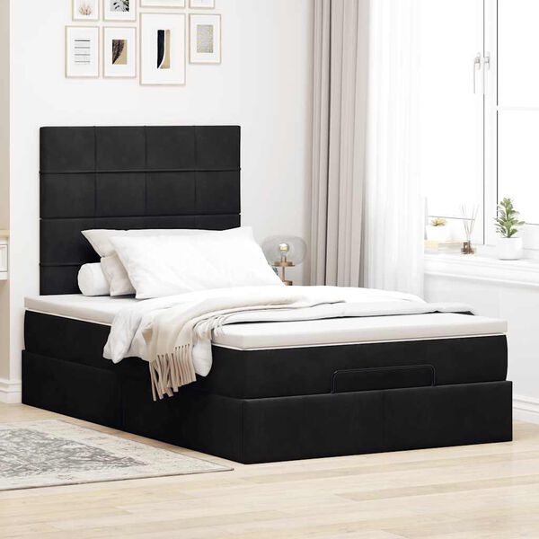 vidaXL Estructura de cama otomana colchones terciopelo negro 120x200cm