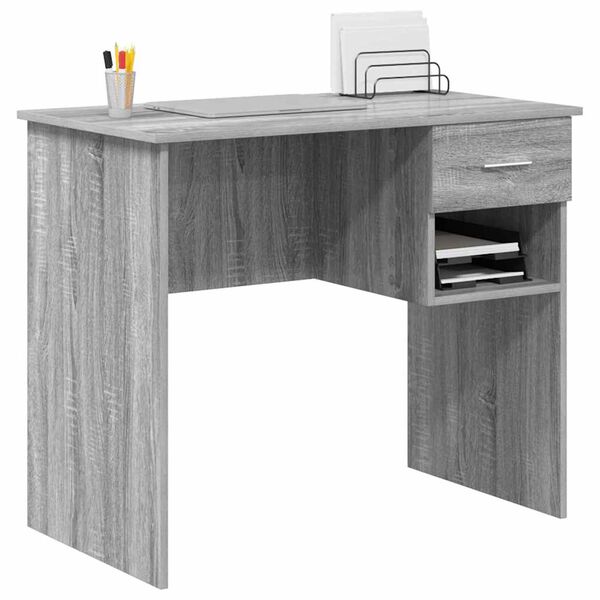 vidaXL Escritorio Gris sonoma 90 x 49.5 x 75 cm Madera contrachapada