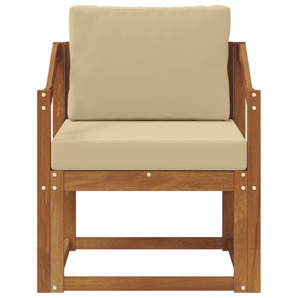 vidaXL Sof&aacute; de exterior Madera de Acacia S&oacute;lida y Poli&eacute;ster Natural