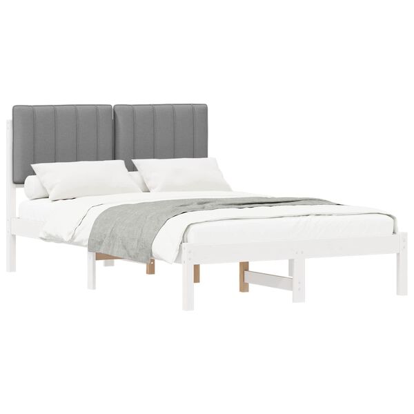 vidaXL Estructura de Cama con Cabecera Tapizada Gris Claro