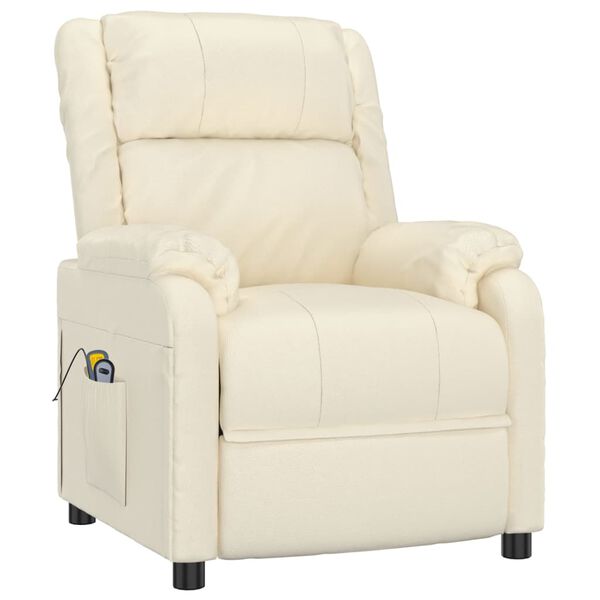 vidaXL Sillón de masaje eléctrico cuero sintético crema