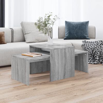 vidaXL Set mesa de centro madera contrachapada gris Sonoma 100x48x40cm