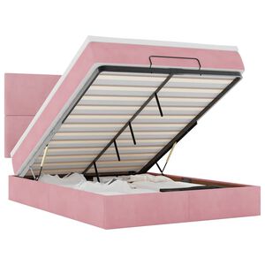 vidaXL Estructura cama otomana colchones terciopelo rosa 140x200cm