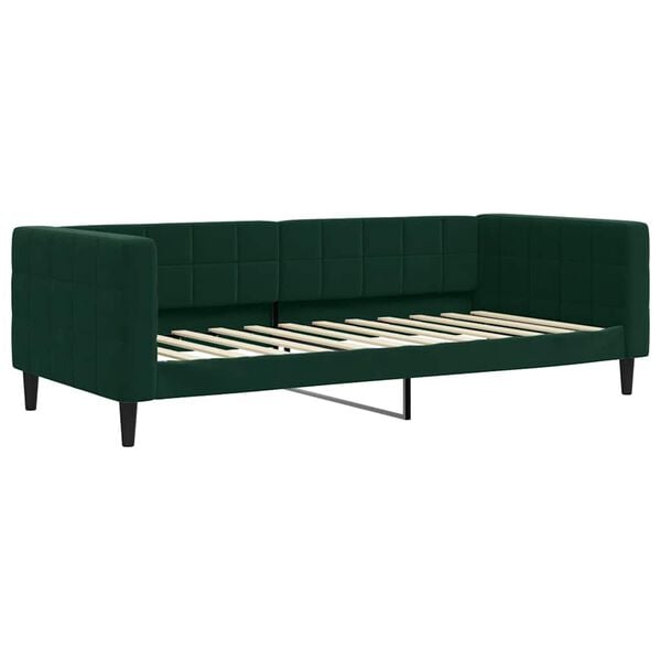 vidaXL Sof&aacute; cama sin colch&oacute;n terciopelo verde oscuro 90x200cm