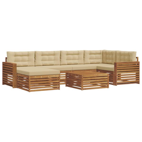 vidaXL Conjunto de sof&aacute;s de exterior con coj&iacute;n 7 pcs Natural y Beige