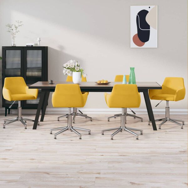 vidaXL Sillas de comedor giratorias 6 unidades terciopelo amarillo