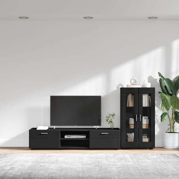 vidaXL Conjunto de mueble de TV FLORIN Negro Madera de ingenier&iacute;a