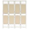 vidaXL Biombo divisor de 4 paneles de tela color crema 140x165 cm