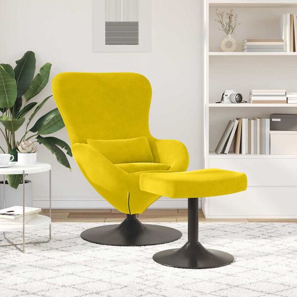 vidaXL Silla Huevo con Puff Amarillo Terciopelo