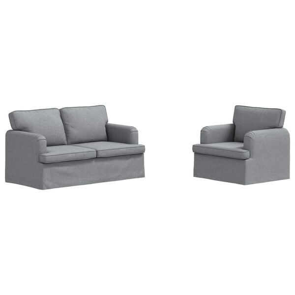 vidaXL Sof&aacute; 2 pcs Gris Claro