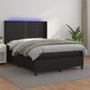 vidaXL Cama box spring colch&oacute;n y LED cuero sint&eacute;tico negro 140x190 cm