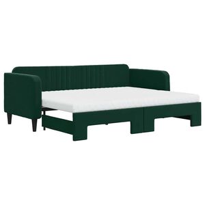 vidaXL Sof&aacute; cama nido con colch&oacute;n terciopelo verde oscuro 80x200 cm