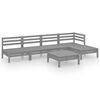 vidaXL Juego de muebles de jard&iacute;n 6 piezas madera maciza de pino gris
