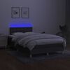 vidaXL Cama box spring con colch&oacute;n y LED tela marr&oacute;n oscuro 120x190 cm