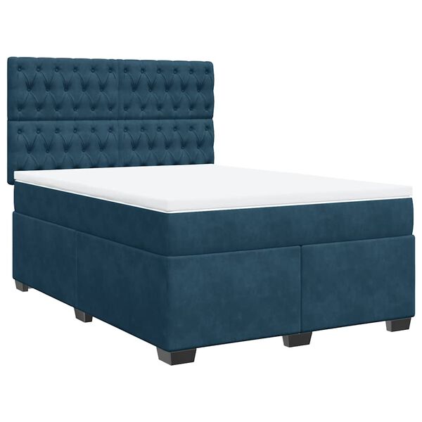 vidaXL Cama box spring con colch&oacute;n terciopelo azul 160x200 cm