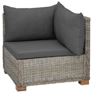 vidaXL Sof&aacute; esquinero con cojines GENDT Rat&aacute;n natural Gris Kubu