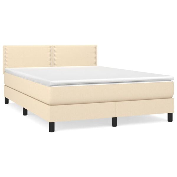 vidaXL Cama box spring con colch&oacute;n tela color crema 140x200 cm