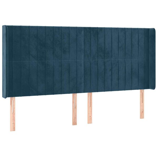 vidaXL Cabecero con LED de terciopelo azul oscuro 163x16x118/128 cm