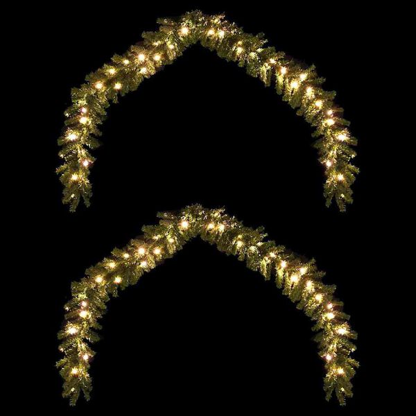 vidaXL Guirnalda de Navidad con 600 LED 2 pcs Verde PVC
