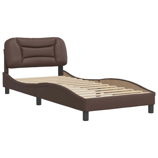 vidaXL Estructura de cama sin colch&oacute;n Hvar cuero sint&eacute;tico marr&oacute;n 80x200 cm