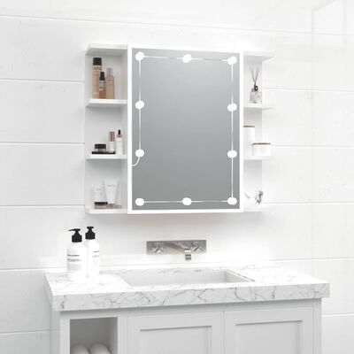 vidaXL Mueble con espejo y luces LED blanco brillante 70x16,5x60 cm