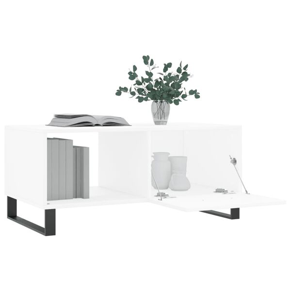 vidaXL Mesa de centro madera contrachapada blanco 90x50x40 cm
