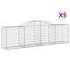 vidaXL Cestas de gaviones 5 uds forma de arco hierro 300x50x80/100 cm