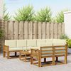 vidaXL Conjunto de sof&aacute;s de exterior con coj&iacute;n 9 pcs Natural y Crema