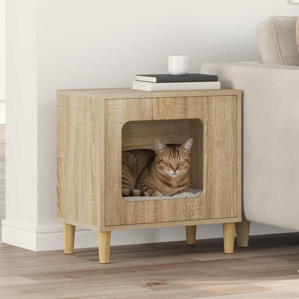 vidaXL Casa para Gatos Sonoma 51 x 30 x 52 cm Madera de ingenier&iacute;a