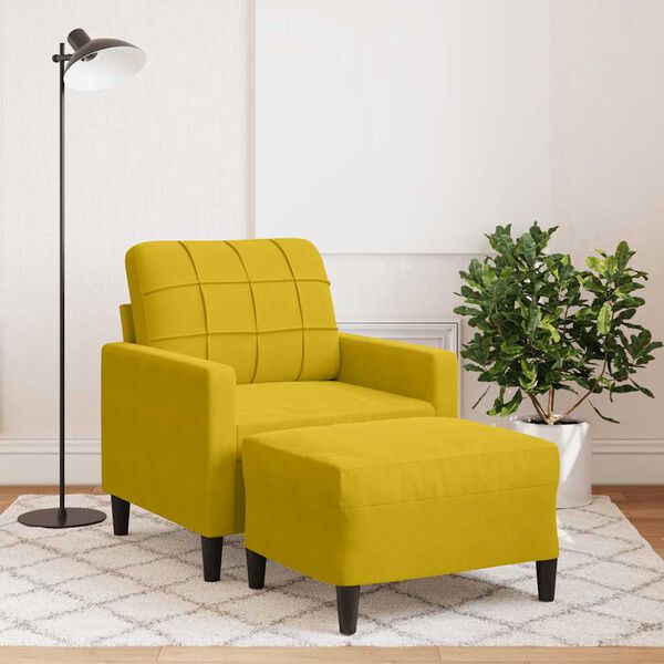 vidaXL Sill&oacute;n con taburete terciopelo amarillo 60 cm