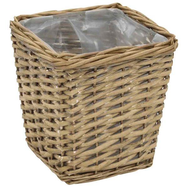 vidaXL Arriate de mimbre con forro de PE 3 unidades