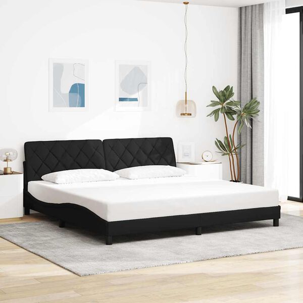 vidaXL Estructura de cama con LED sin colch&oacute;n tela negro 200x200 cm