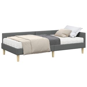 vidaXL Estructura de Cama Esquina con Colch&oacute;n 2 pcs Gris tela