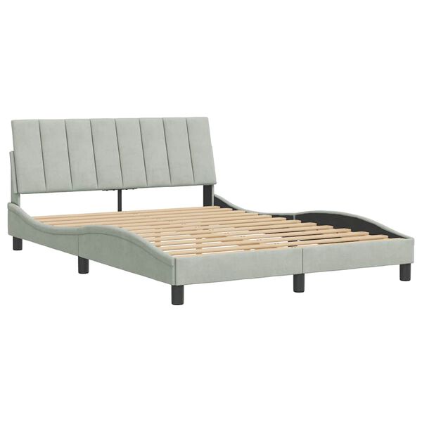 vidaXL Estructura de cama sin colch&oacute;n Hanko terciopelo gris claro 120x200 cm
