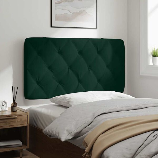vidaXL Cabecero de cama acolchado terciopelo verde oscuro 100 cm