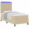 vidaXL Cama Box Spring LED Gris claro y . 90 x 200 cm Tela de Pana