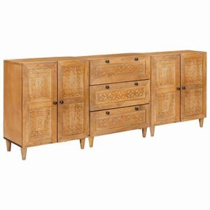 vidaXL Vitrina 3 uds. 180 x 33,5 x 75 cm madera maciza de mango Marr&oacute;n
