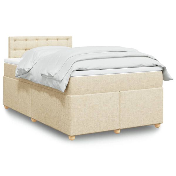 vidaXL Cama box spring con colch&oacute;n tela color crema 120x190 cm