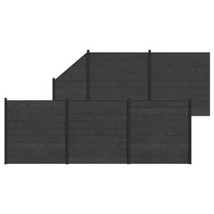 vidaXL Conjunto de valla 6 pcs 965 x 186 cm WPC y Aluminio Negro
