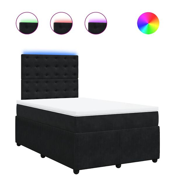 vidaXL Cama box spring con colch&oacute;n terciopelo negro 120x200 cm
