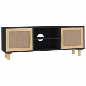 vidaXL Mueble para TV madera maciza pino y rat&aacute;n natural 105x30x40 cm